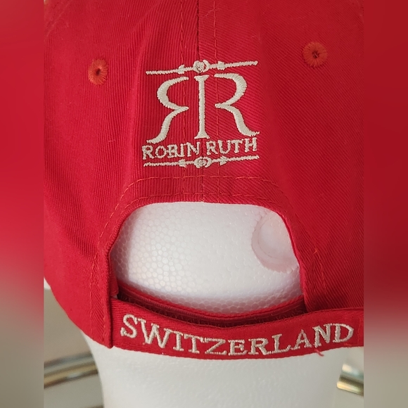 ROBIN RUTH Baseball Cap Red Gold Switzerland Logo Adjustable OSFM NWOT - Picture 6 of 16